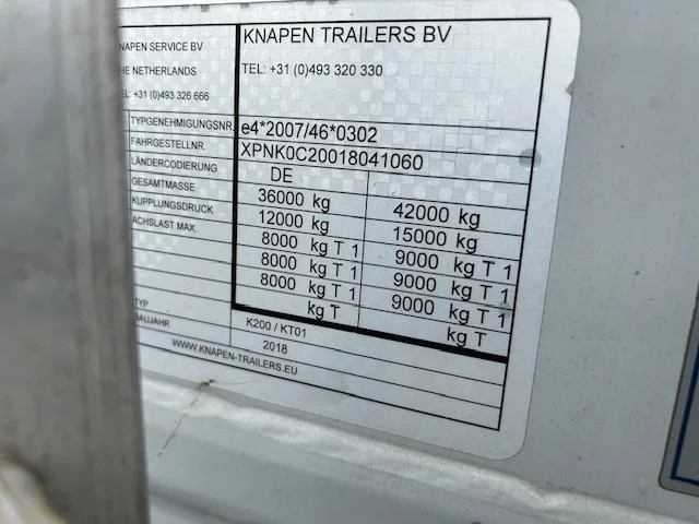 Knapen Trailers K200 - 89m3 Liftachse 10mm - Afbeelding 14
