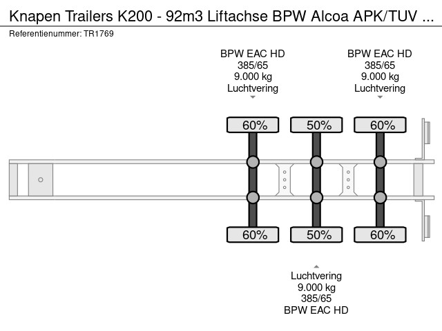 Knapen Trailers K200 - 92m3 Liftachse BPW Alcoa - Afbeelding 13