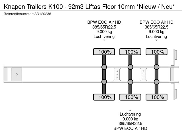 Knapen Trailers K100 - 92m3 Liftas Floor 10mm *Nieuw / Neu* - Afbeelding 15