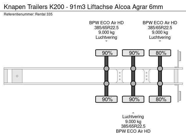 Knapen Trailers K200 - 92m3 Liftachse BPW Alcoa Agrar - Afbeelding 18
