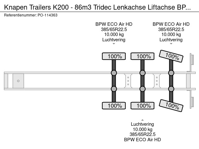 Knapen Trailers K200 - 86m3 Tridec Lenkachse Liftachse BPW 6mm - Afbeelding 16