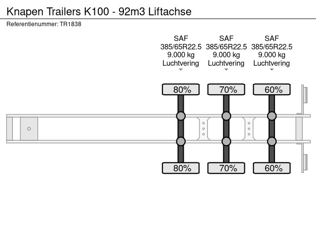 Knapen Trailers K100 - 92m3 Liftachse - Afbeelding 11
