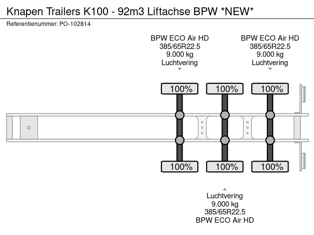 Knapen Trailers K100 - 92m3 Liftachse BPW *NEW* - Afbeelding 13