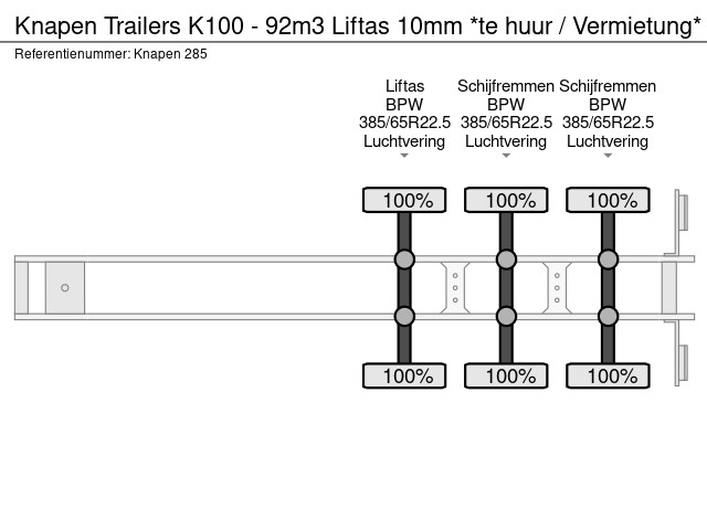 Knapen Trailers K100 - 92m3 Liftas 10mm *te huur / Vermietung* - Afbeelding 20