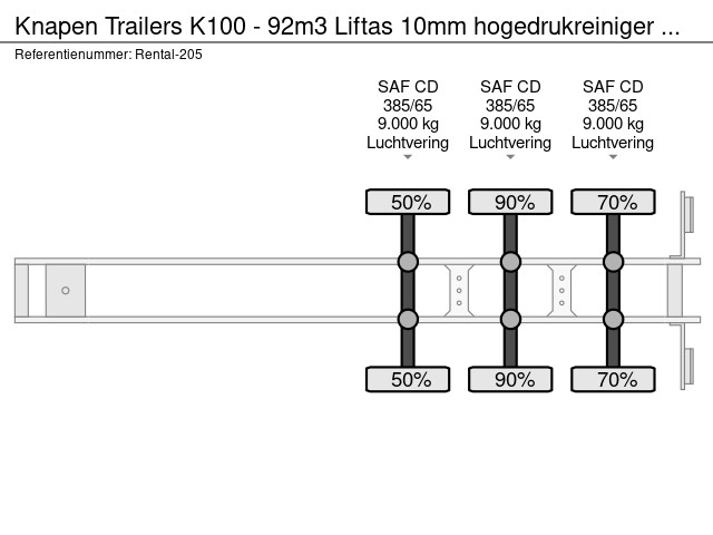 Knapen Trailers K100 - 92m3 Liftas 10mm hogedrukreiniger NL TUV 03-2026 - Afbeelding 17