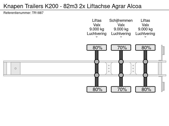 Knapen Trailers K200 - 82m3 Agrar 2x Liftachse Alcoa - Afbeelding 13