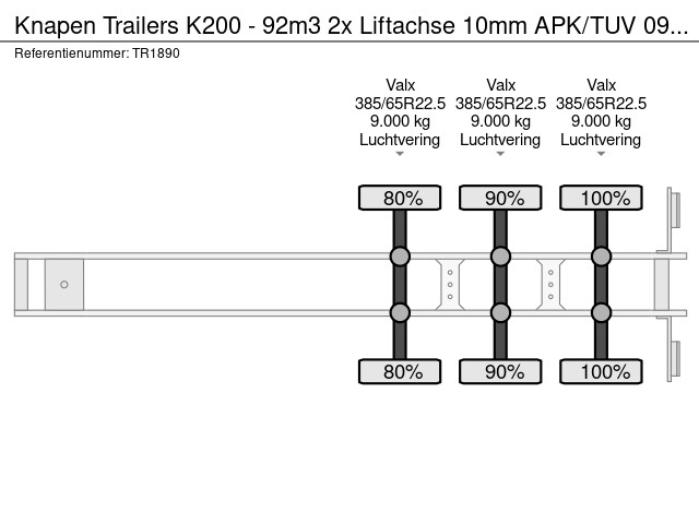 Knapen Trailers K200 - 92m3 2x Liftachse 10mm NL TUV 09-26 - Afbeelding 14