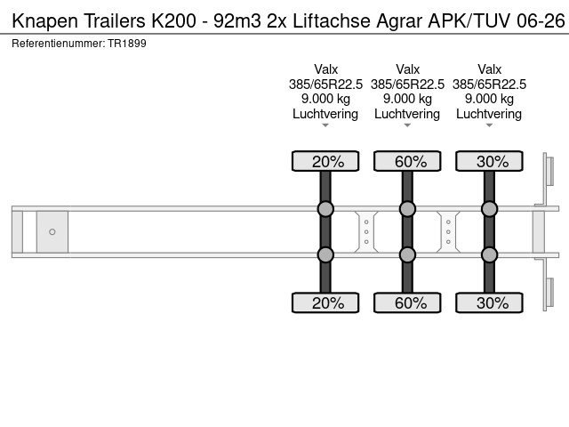 Knapen Trailers K200 - 92m3 2x Liftachse Agrar NL TUV 06-26 - Afbeelding 13