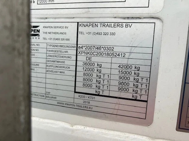 Knapen Trailers K200 - 92m3 Liftachse 10mm - Afbeelding 13