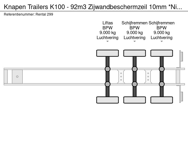 Knapen Trailers K100 - 92m3 Zijwandbeschermzeil 10mm *Nieuw / Neu* - Afbeelding 17