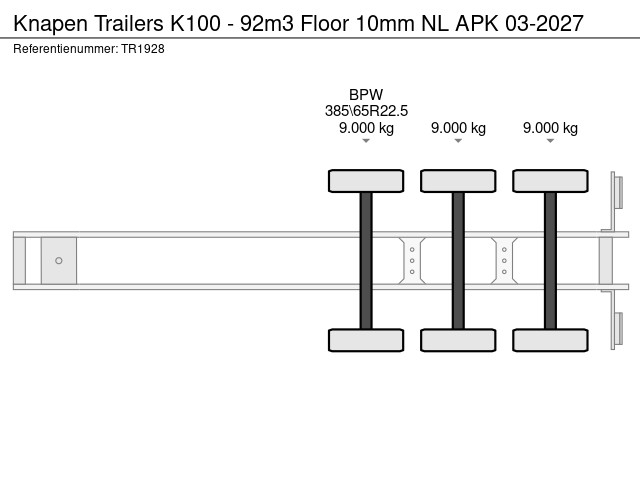 Knapen Trailers K100 - 92m3 Floor 10mm NL APK 03-2027 - Afbeelding 12