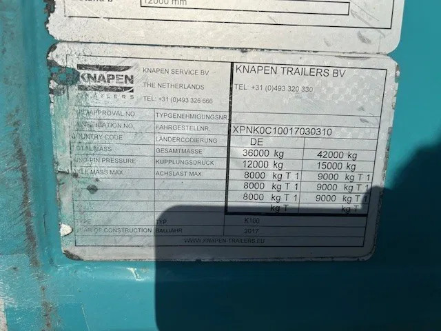 Knapen Trailers K100 - 92m3 Liftachse HDI - Afbeelding 13