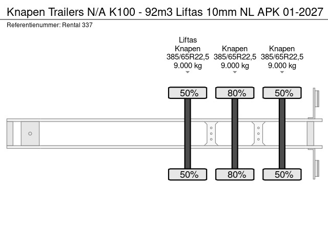 Knapen Trailers K100 - 92m3 Liftas 10mm NL APK 01-2027 - Afbeelding 21