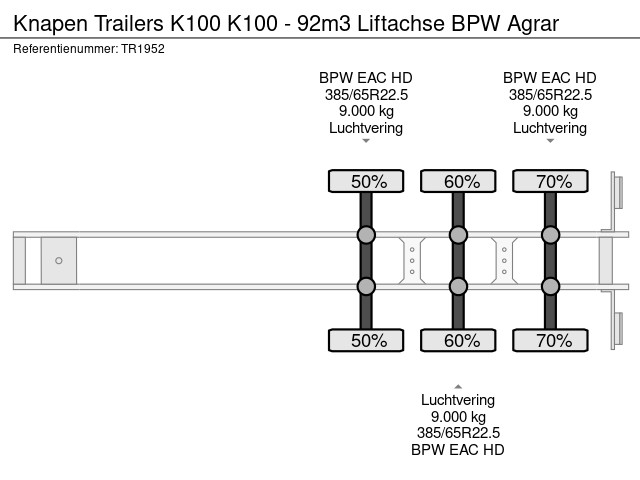 Knapen Trailers K100 - 92m3 Liftachse BPW Agrar - Afbeelding 11