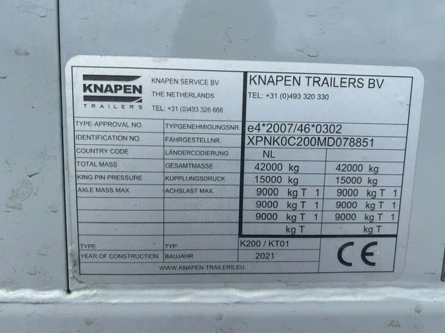 Knapen Trailers K200 - 92m3 Liftachse L-Shape Floor - Afbeelding 14