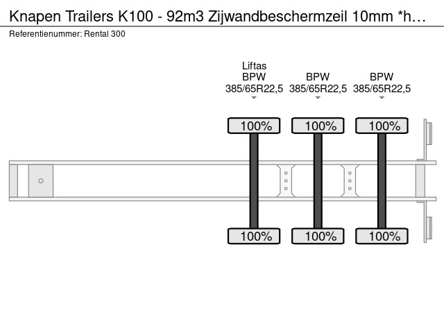 Knapen Trailers K100 - 92m3 Zijwandbeschermzeil 10mm *huren / leasen* - Afbeelding 20