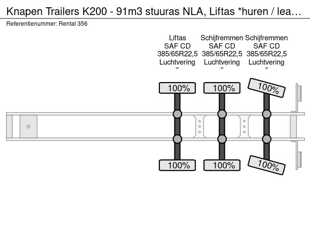 Knapen Trailers K200 - 91m3 stuuras NLA, Liftas *huren / leasen* - Afbeelding 24