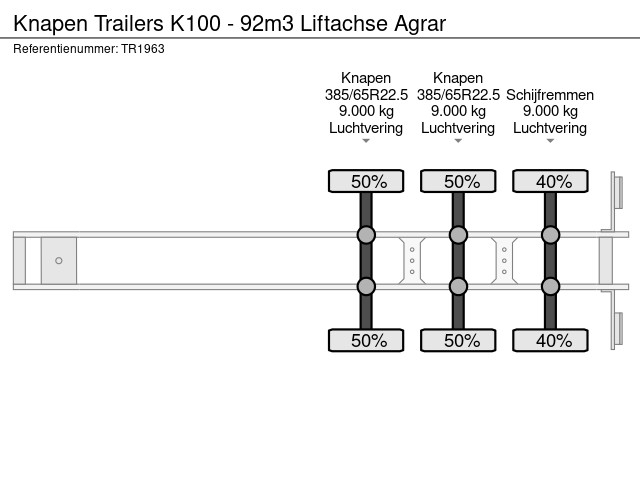 Knapen Trailers K100 - 92m3 Liftachse Agrar - Afbeelding 13