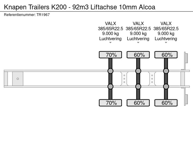 Knapen Trailers K200 - 92m3 Liftachse 10mm Alcoa - Afbeelding 12