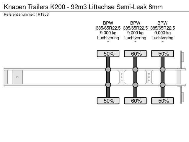 Knapen Trailers K200 - 92m3 Liftachse Semi-Leak 8mm - Afbeelding 15
