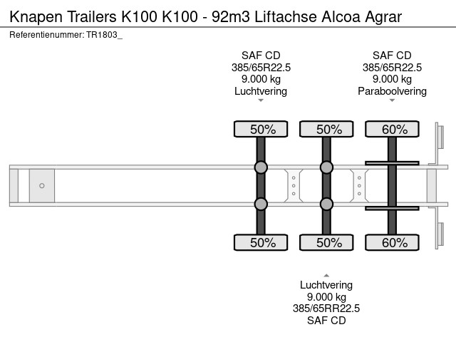 Knapen Trailers K100 - 92m3 Liftachse Alcoa Agrar - Afbeelding 12